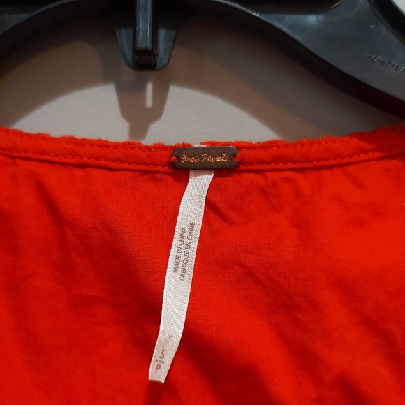 FREE PEOPLE Half Moon Red Orange Ruffle Lace Dress - Picture 5 of 9